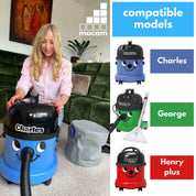 Reusable dust bag for Numatic Henry XL, Charles and George laid flat showing full bag shape