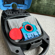 Reusable dust bag for Miele Classic/Complete shown with vacuum cleaner accessories